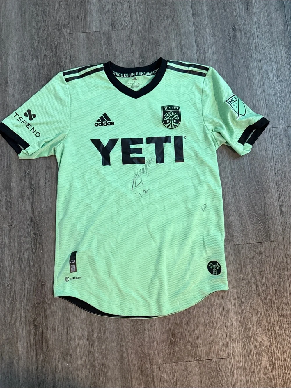 adidas Austin FC Mint Green Soccer Jersey with YETI Logo